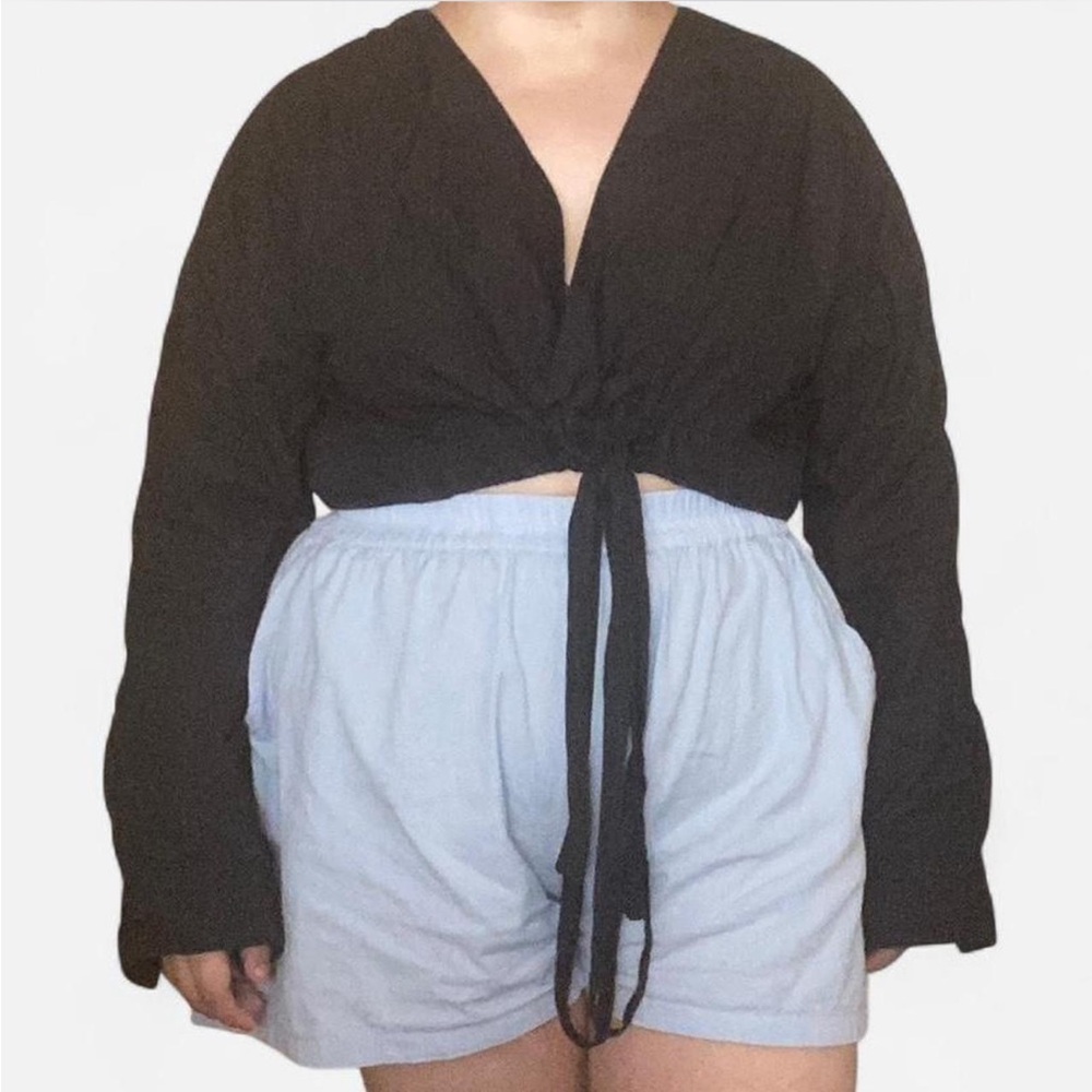 Etica Black Tie-Front Women's Top